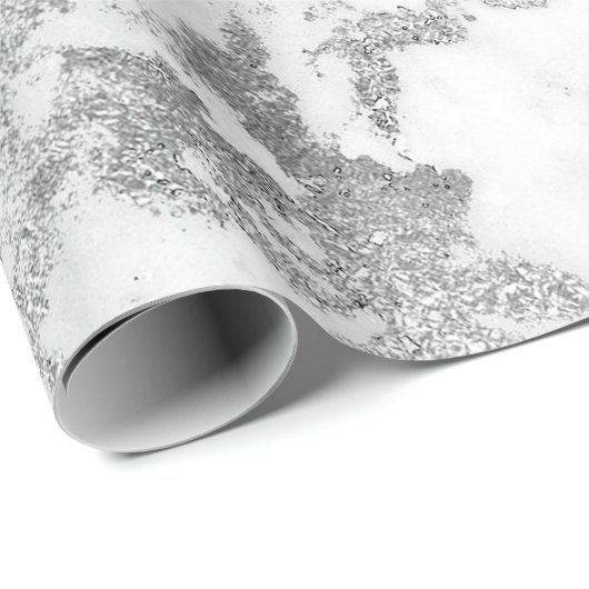 Weißgrauer Marmor Silver Carrara Stone Abstart Geschenkpapier (Rolleneckpunkt)