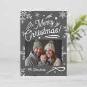 Weißgraues Foto Feiertagskarte (Stehend Vorderseite)