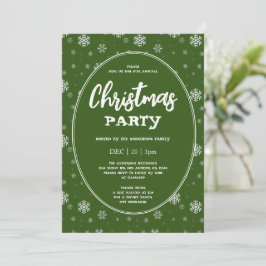 Weißgrüne Schneeflocken Modernes Weihnachtsfest-Pa Einladung