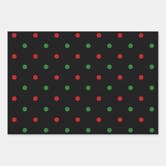 Weißgrüne, weiße, schwarze Kraftseilpolka-Punkte Geschenkpapier Set (Vorderseite 2)