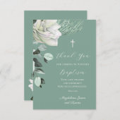 Weißgrüner Bouquet Taufe Dankeskarte (Vorne/Hinten)