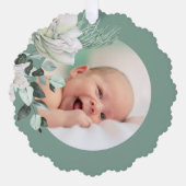 Weißgrüner Bouquet Taufe Ornament Karte (Vorderseite)
