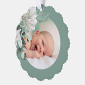 Weißgrüner Bouquet Taufe Ornament Karte (Links)