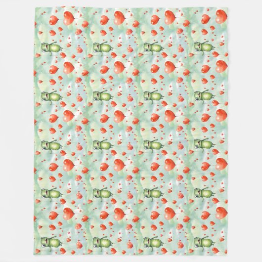 Weißgrüner Frösche Fleecedecke (Vorderseite)