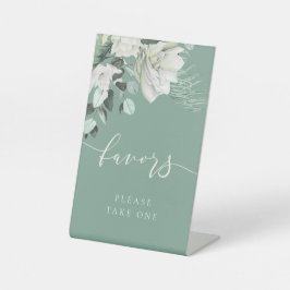 Weißgrüner Strauß bevorzugt Podestschild Sockelschild