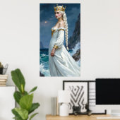 Weißhaarige Anime-Fantasy-Königin Poster (Heimbüro)
