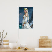 Weißhaarige Anime-Fantasy-Königin Poster (Küche)
