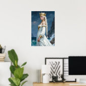 Weißhaarige Anime-Fantasy-Königin Poster (Heimbüro)