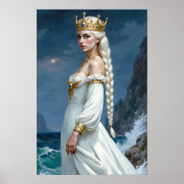 Weißhaarige Anime-Fantasy-Königin Poster