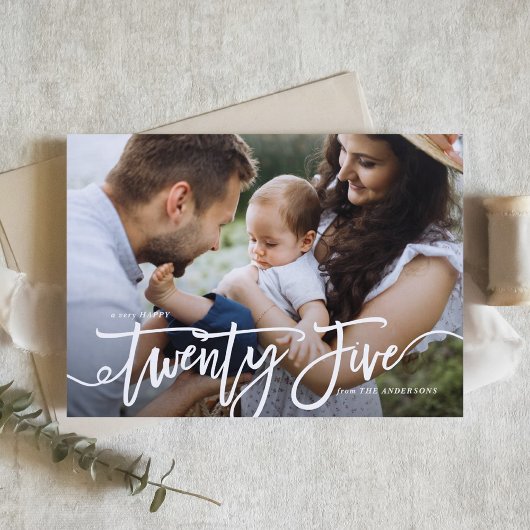 Weißhandbriefe glücklich Neues Jahr Foto Feiertagskarte