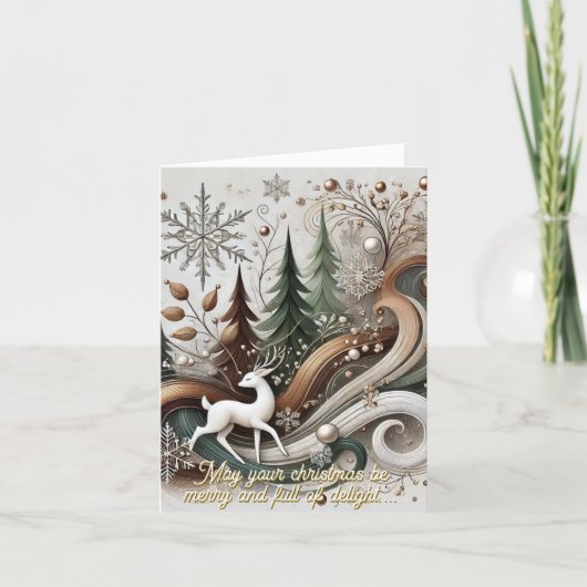 Weißhirsch 2-fache Weihnachtskarte Feiertagskarte (Vorderseite)