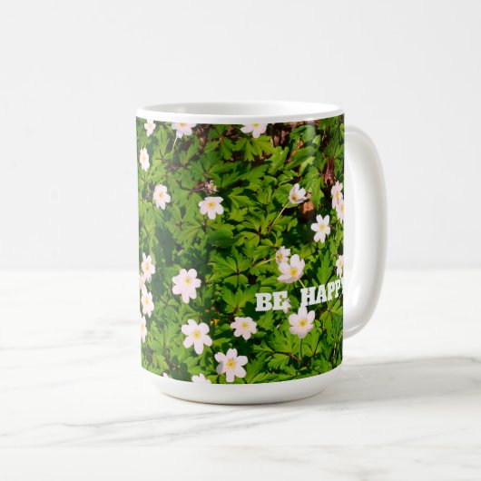 Weißholz Anemone Frühlingsblumen glücklich sein Kaffeetasse (VorderseiteRechts)