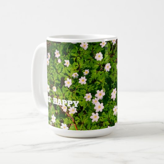 Weißholz Anemone Frühlingsblumen glücklich sein Kaffeetasse (Vorderseite Links)
