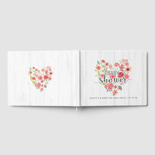 Weißholz Blumenkohl-Wünsche für Babydusche Gästebuch (Voll)