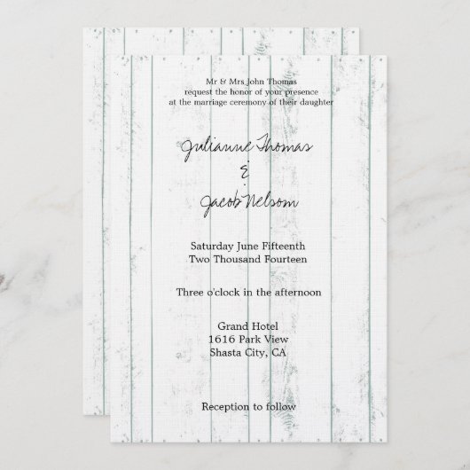 Weißholz Einladung (Vorne/Hinten)