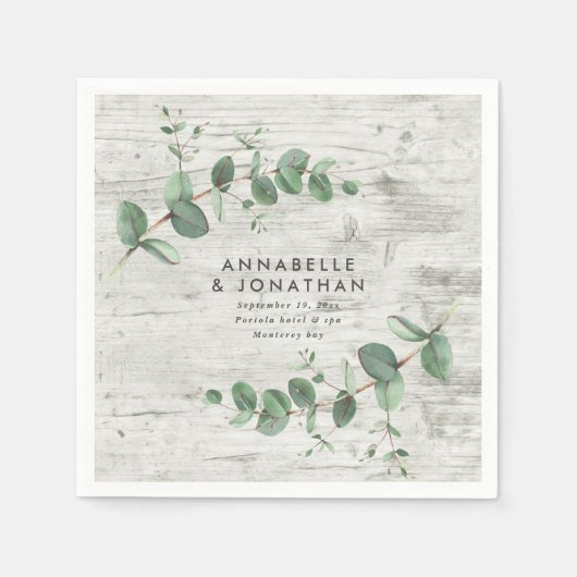 Weißholz Eukalyptus foliage Hochzeitsnapkins Serviette (Vorderseite)
