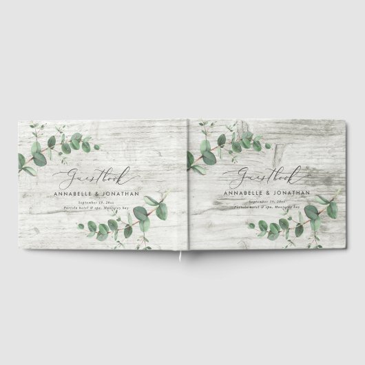 Weißholz Eukalyptus rustikales einfaches Gästebuch (Voll)