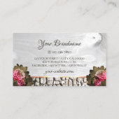 Weißholz Grain Pink Roses Tree Bark und Initialen Visitenkarte (Rückseite)