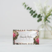 Weißholz Grain Pink Roses Tree Bark und Initialen Visitenkarte (Stehend Vorderseite)