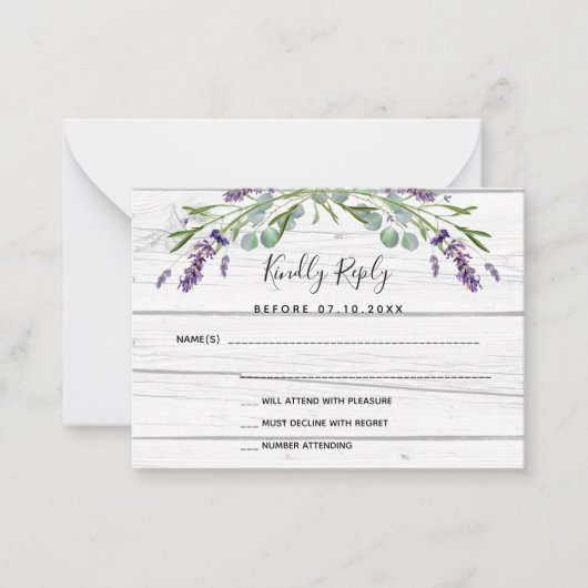 Weißholz-Hochzeitsreaktion auf Lavendel-Grün UAWG Mitteilungskarte (Vorderseite)