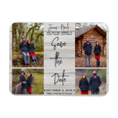 Weißholz Rustikale 4 Fotos Save the Date Hochzeit Magnet (Horizontal)