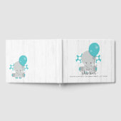 Weißholz und Aquamarine Elefantenwünsche für Babyd Gästebuch (Voll)