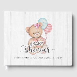 Weißholzballoons & Bärenwünsche für Babydusche Gästebuch