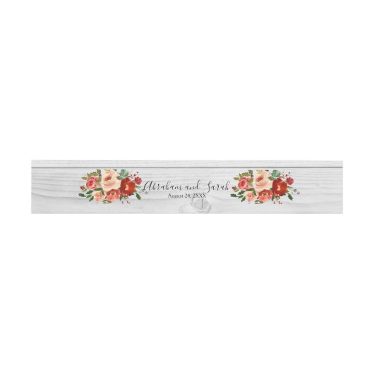 Weißholzchic Custom Rustic Red Floral Rose Einladungsbanderole (Flach)