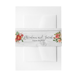 Weißholzchic Custom Rustic Red Floral Rose Einladungsbanderole