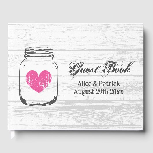 Weißholzkrug zeichnend rustikale Hochzeit Gästebuch (Vorderseite)