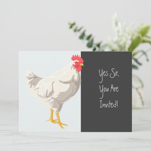 Weißhühner Einladung (Stehend Vorderseite)
