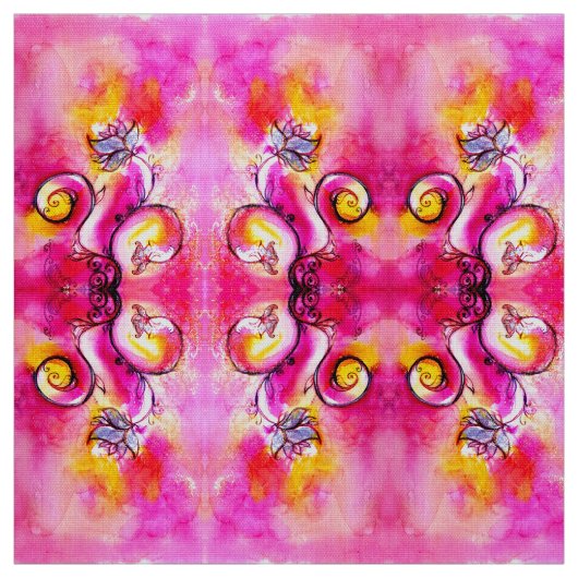 WEISSISCHE BLUME rosa Fuchsiengelb Stoff (Muster)