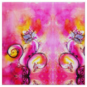 WEISSISCHE BLUME rosa Fuchsiengelb Stoff (Nahaufnahme)