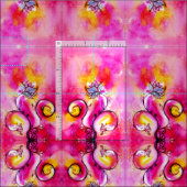 WEISSISCHE BLUME rosa Fuchsiengelb Stoff (Kachel)