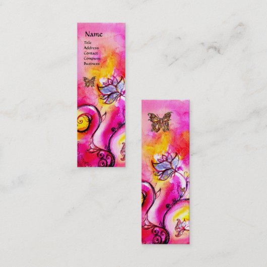 WEISSISCHE BLUME UND GOLDSCHALTFLÄCHE MINI VISITENKARTE (Vorne/Hinten)