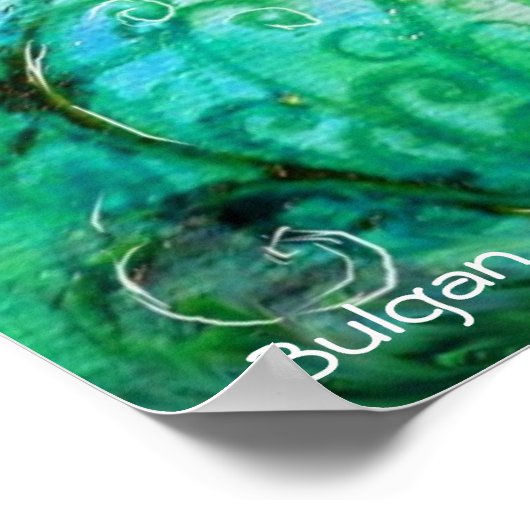 WEISSISCHE SCHNÖRKEL, BLAUE GRÜNE WIRBEL MIT HERZ POSTER (Ecke)