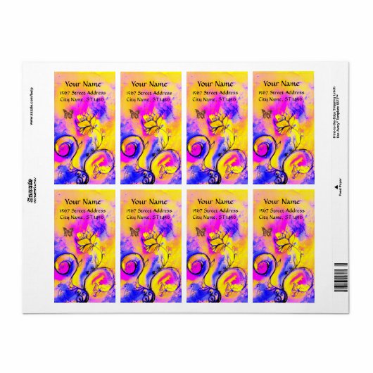 WEISSKALISCHE BLUME & BUTTERFLY-Blau-Rosa (Vorne)