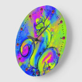 WEISSKALISCHE BLUME rosa-gelb-blau Große Wanduhr (Winkel)