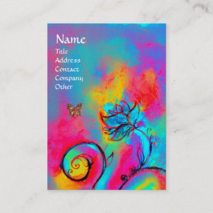 WEISSKALISCHE BLUME & SCHALTFLÄDEN, blau-pink-gelb Visitenkarte