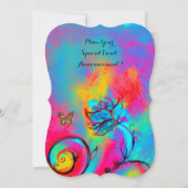 WEISSKALISCHE BLUME & SCHALTFLÄDEN Blau-Rosa-Gelb Einladung (Rückseite)