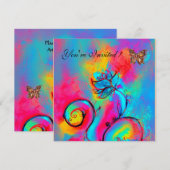 WEISSKALISCHE BLUME & SCHALTFLÄDEN, rosa, gelb Einladung (Vorne/Hinten)