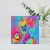 WEISSKALISCHE BLUME & SCHALTFLÄDEN, rosa, gelb Einladung (Stehend Vorderseite)