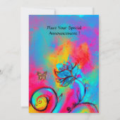 WEISSKALISCHE BLUME & SCHALTFLÄDEN, rosa, gelb Einladung (Rückseite)