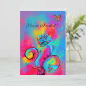 WEISSKALISCHE BLUME & SCHALTFLÄDEN, rosa, gelb Einladung (Stehend Vorderseite)