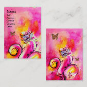 WEISSKALISCHE BLUME UND SCHALTFLÄDEN, rosa gelb, l Visitenkarte (Vorne/Hinten)