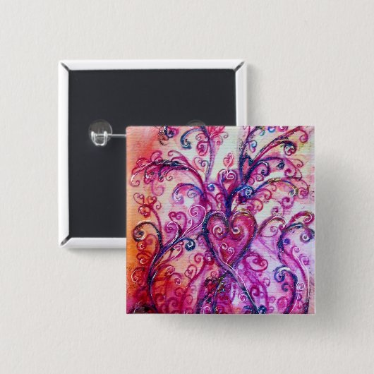 WEISSKALISCHE SCHNÖRKEL Rosa Lila Blumenherz Button (Vorne & Hinten)