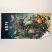 WEISSKALISCHE STEAMPUNK FARBIGE SEEPFERDE STRANDTUCH (Vorderseite)