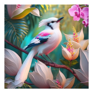 Weißkamm-Rosa-Brust-Fantasievogel Fotodruck