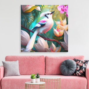 Weißkamm-Rosa-Brust-Fantasievogel Leinwanddruck