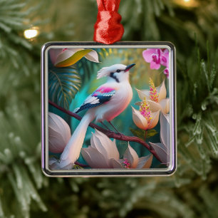 Weißkamm-Rosa-Brust-Fantasievogel Ornament Aus Metall